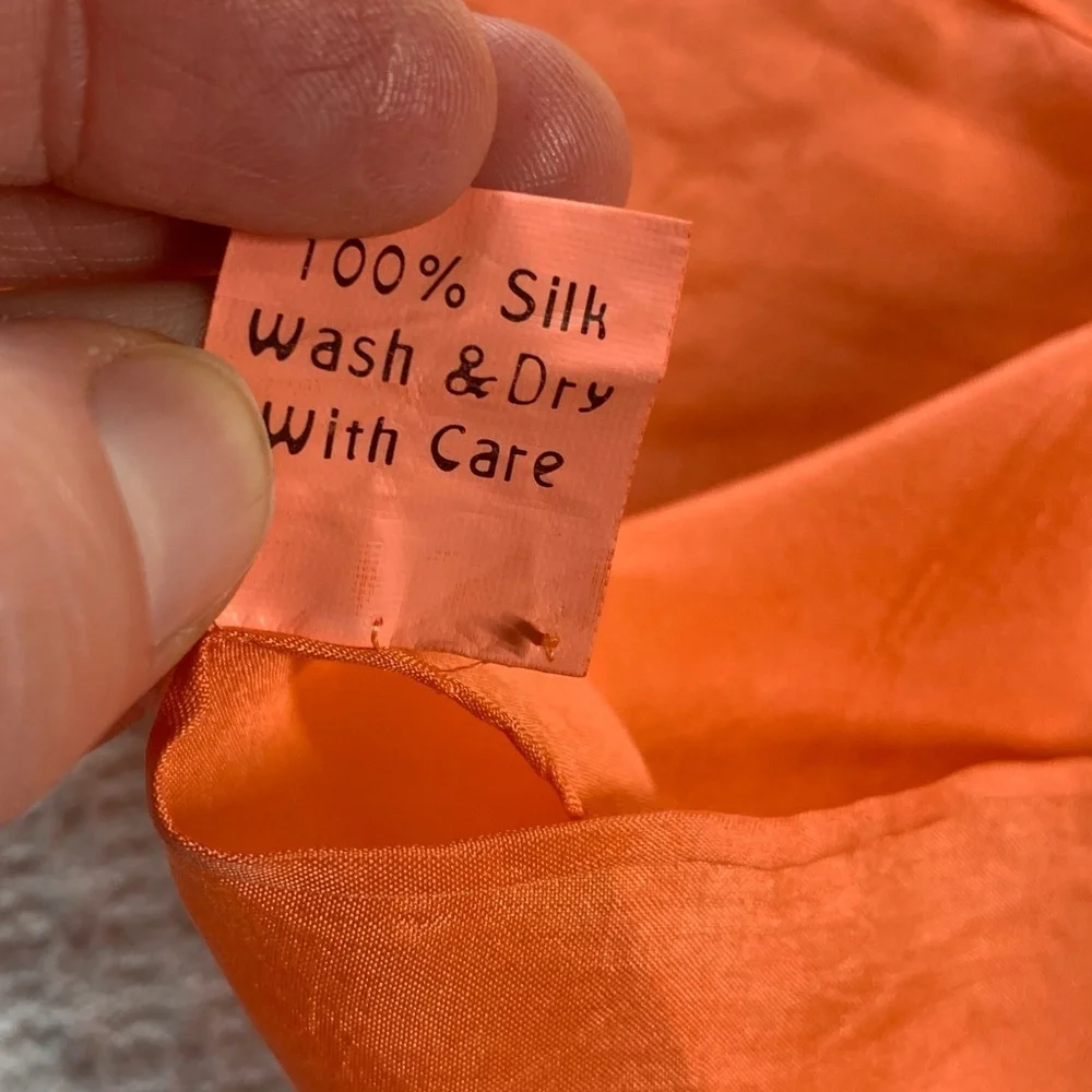 Coral/ orange solid silk scarf
